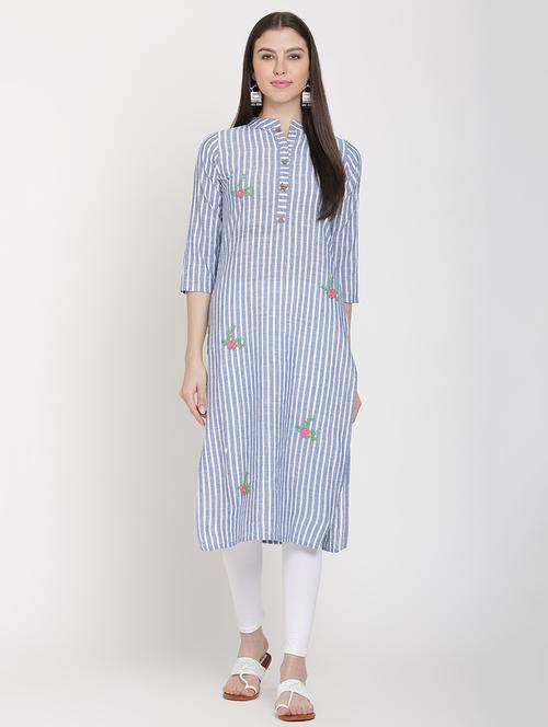 striped straight kurta - 16634961 - Standard Image - 1