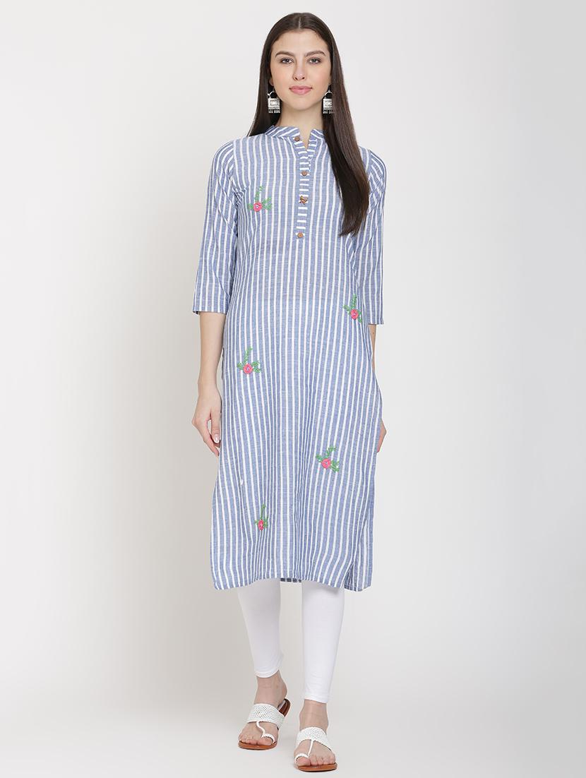striped straight kurta - 16634961 - Zoom Image - 1