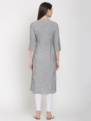 striped a-line kurta - 16634977 - Standard Image - 3