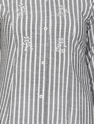 striped a-line kurta - 16634977 - Standard Image - 4