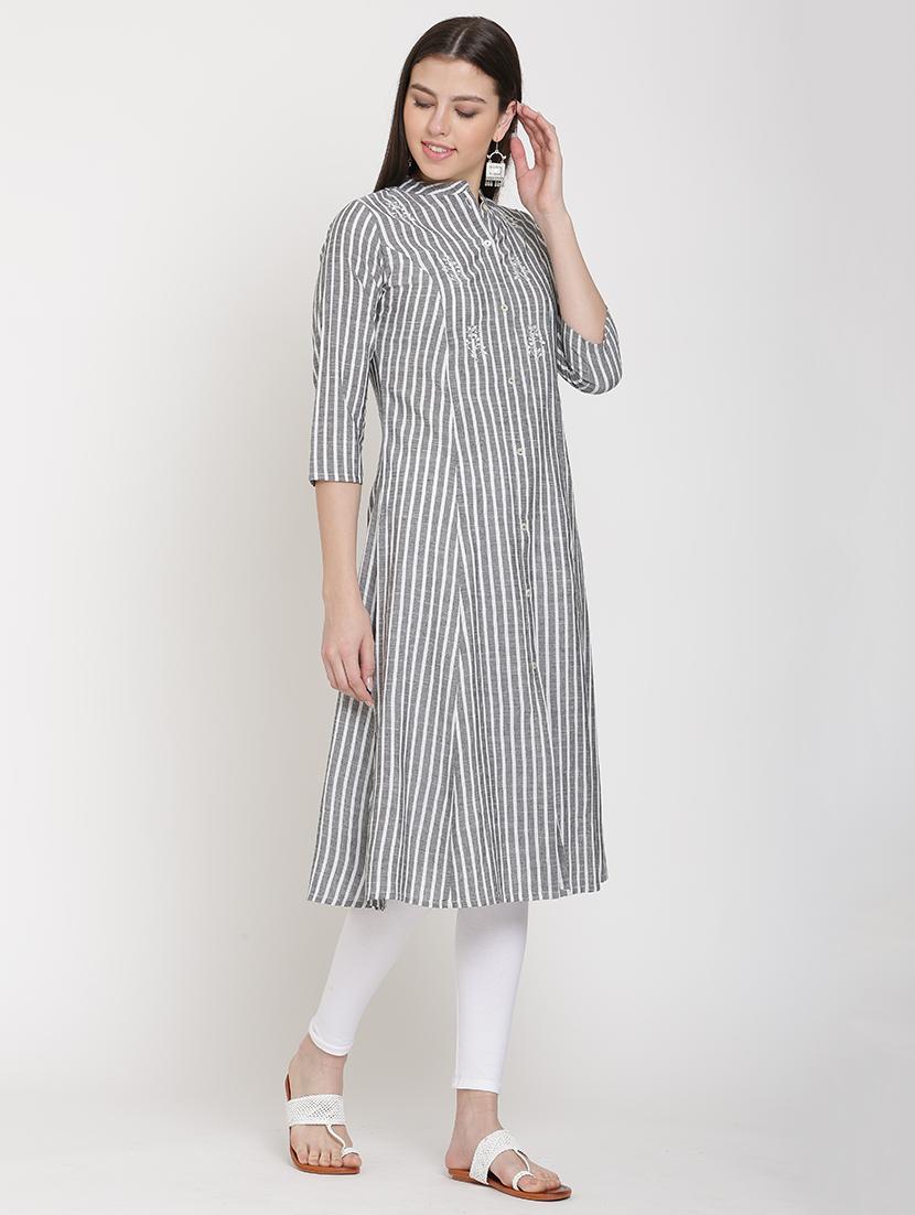 striped a-line kurta - 16634977 - Zoom Image - 2