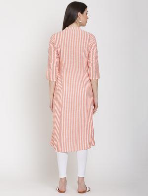 striped a-line kurta - 16634978 - Standard Image - 3