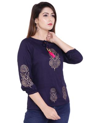 tie up neck printed top - 16635049 - Standard Image - 2