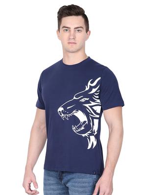 navy blue chest print t-shirt - 16635079 -  Standard Image - 1