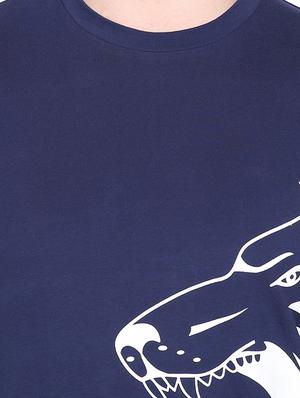 navy blue chest print t-shirt - 16635079 - Standard Image - 5