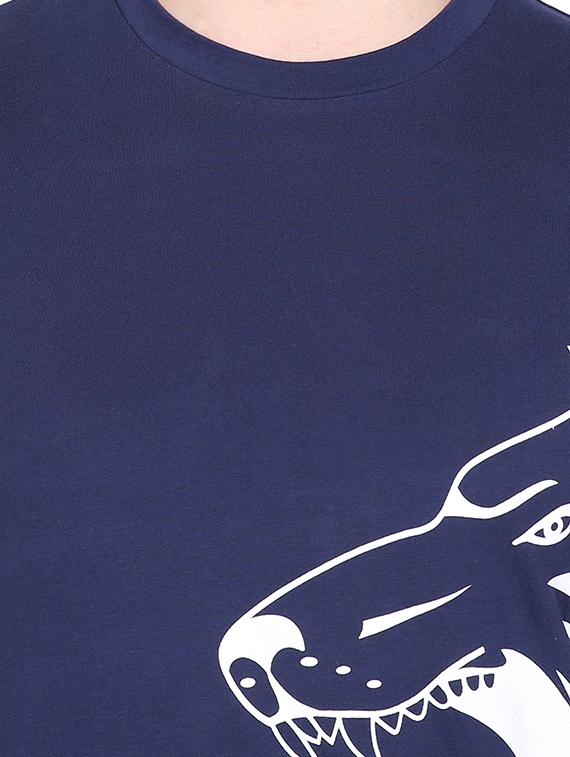 navy blue chest print t-shirt - 16635079 - Zoom Image - 5