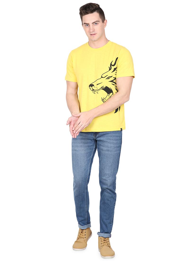 yellow chest print t-shirt - 16635081 - Zoom Image - 4