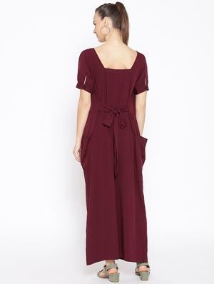 tie back abstract full leg jumpsuit - 16635159 - Standard Image - 3