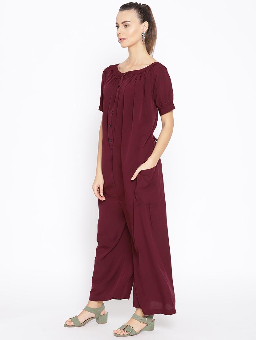 tie back abstract full leg jumpsuit - 16635159 - Zoom Image - 2
