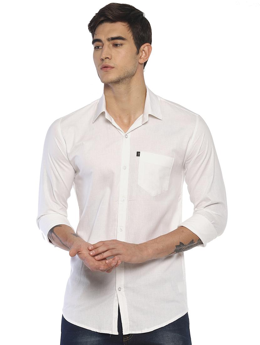 white solid casual shirt - 16635227 - Zoom Image - 1