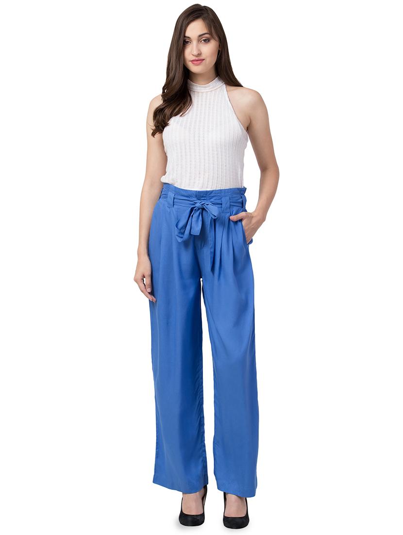 tie up waist solid palazzo - 16635358 - Zoom Image - 4