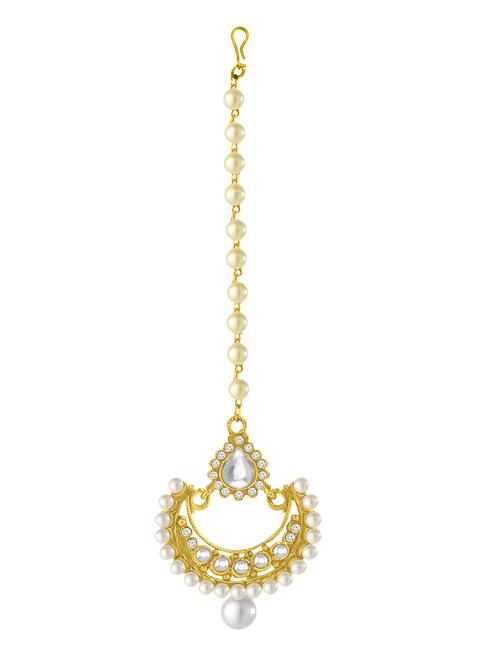 gold metal maang teekas & passa - 16635934 - Standard Image - 1