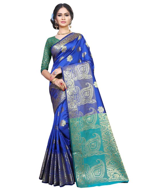 floral woven saree with blouse - 16636483 - Standard Image - 1