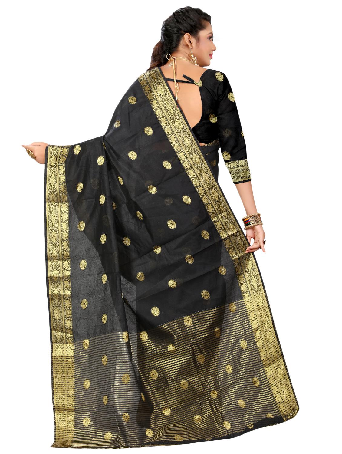 floral woven saree with blouse - 16636563 - Zoom Image - 2