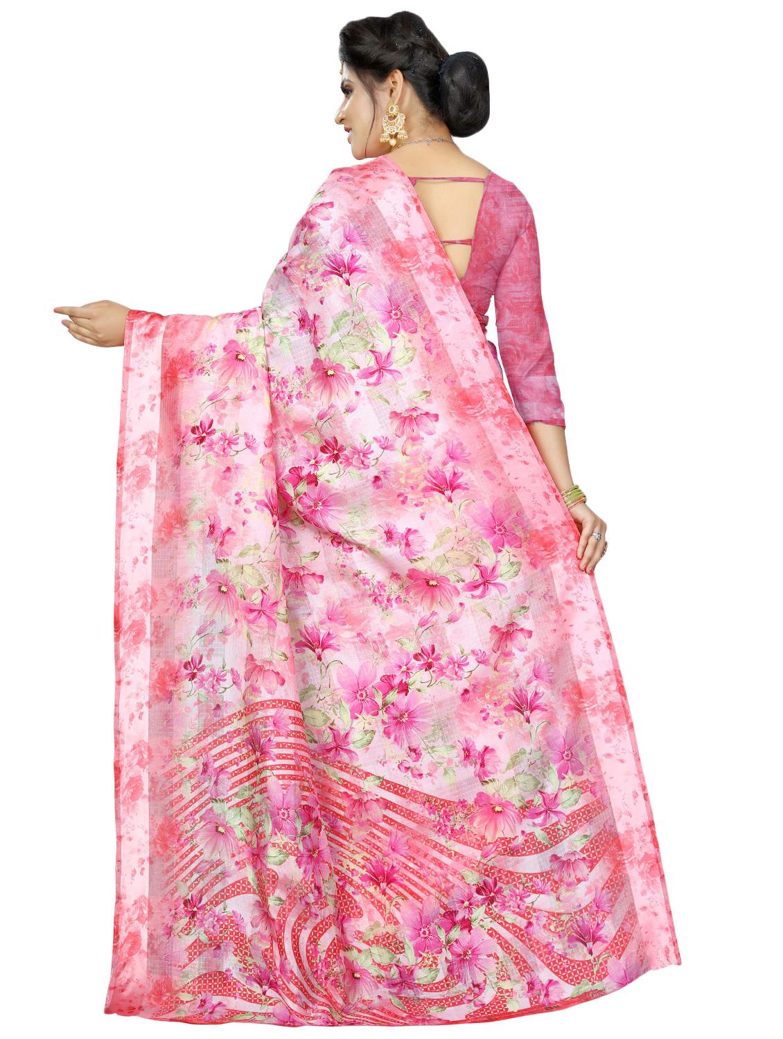 digital floral woven saree with blouse - 16636600 - Zoom Image - 2
