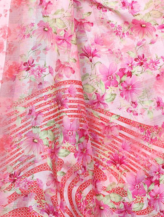 digital floral woven saree with blouse - 16636600 - Zoom Image - 3
