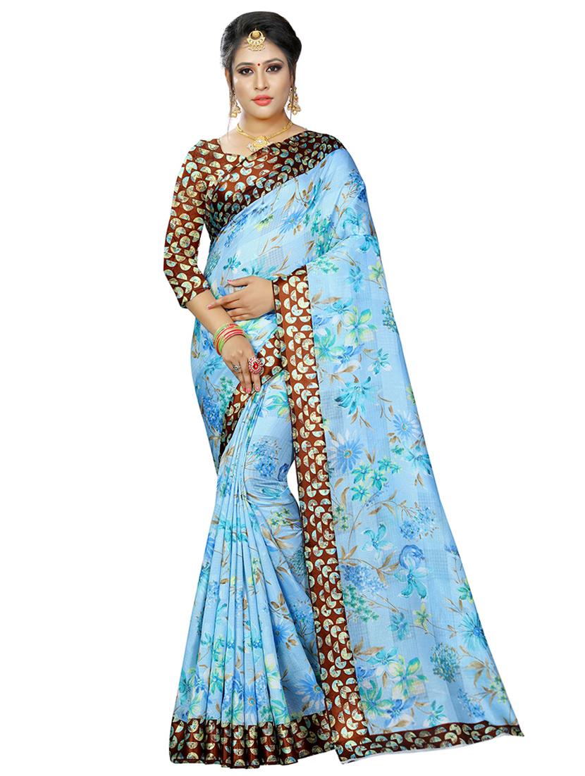 digital floral woven saree with blouse - 16636604 - Zoom Image - 1