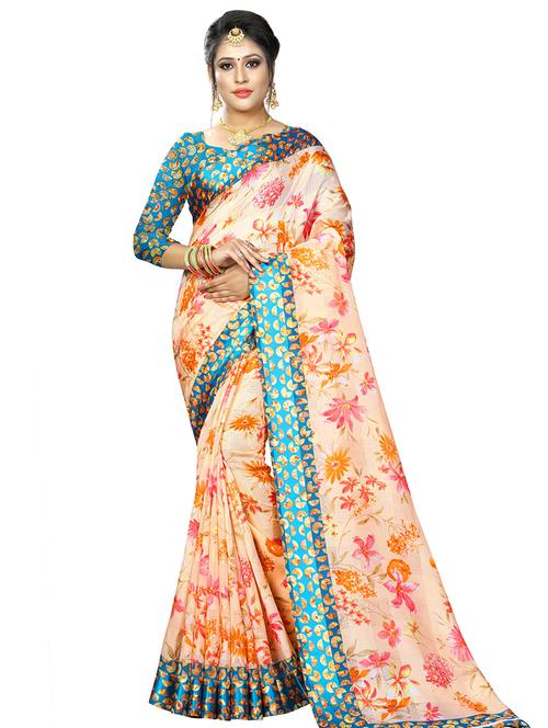 digital floral woven saree with blouse - 16636606 - Standard Image - 1