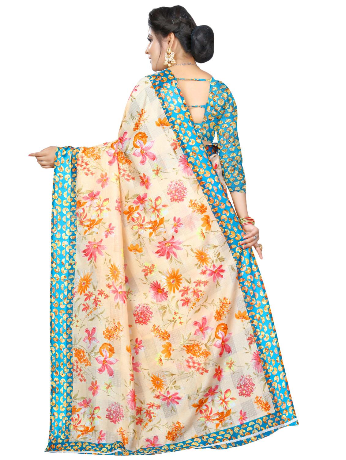 digital floral woven saree with blouse - 16636606 - Zoom Image - 2