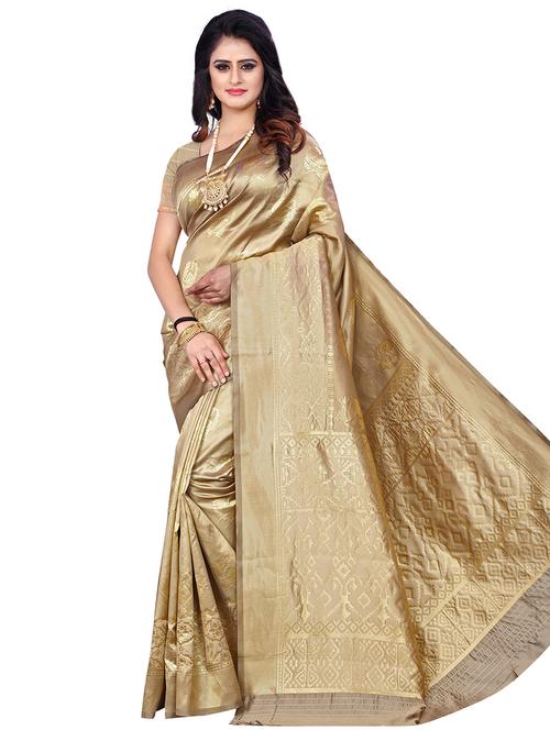solid woven saree with blouse - 16636608 - Very Small Image - 1