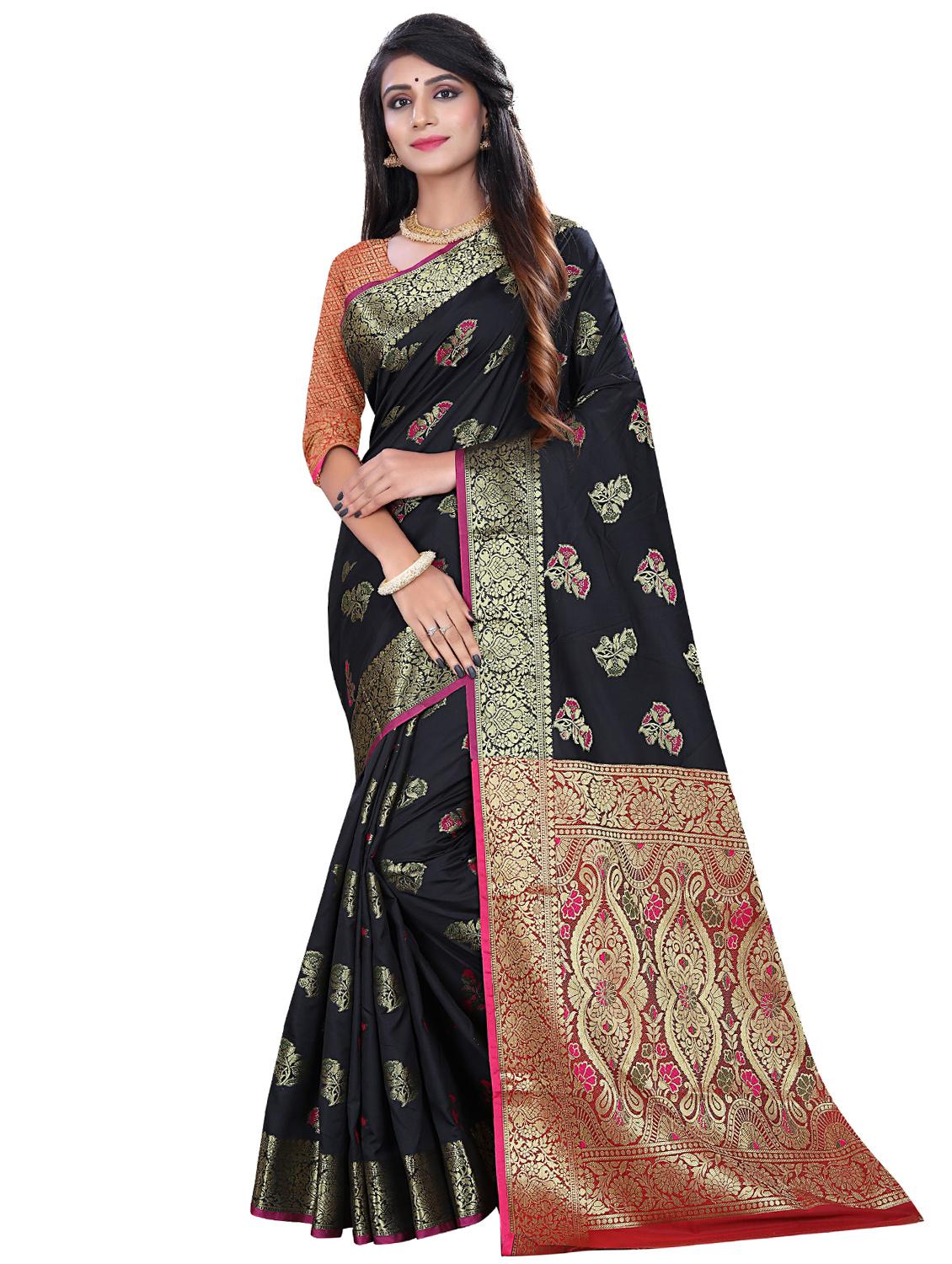 floral woven saree with blouse - 16636749 - Zoom Image - 1