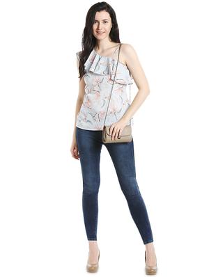 single shoulder floral top - 16636868 - Standard Image - 4