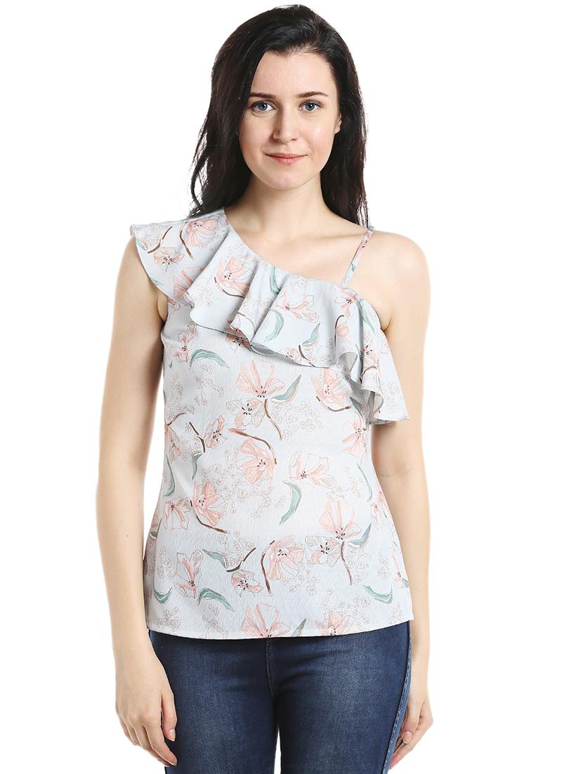single shoulder floral top - 16636868 - Zoom Image - 1