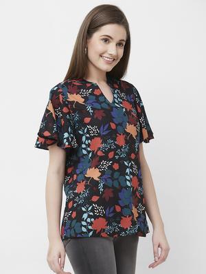mandarin neck floral top - 16636870 - Standard Image - 2