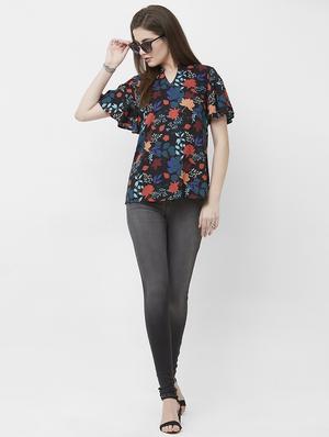 mandarin neck floral top - 16636870 - Standard Image - 4