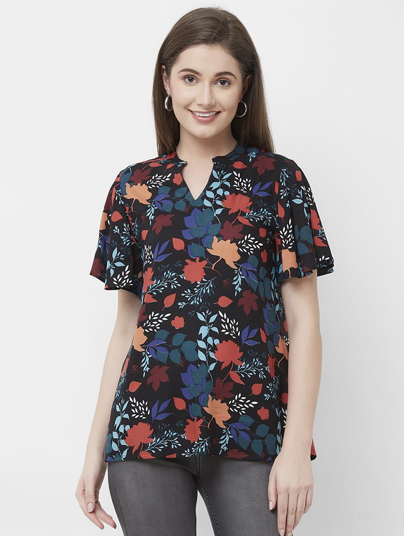 mandarin neck floral top - 16636870 - Zoom Image - 1