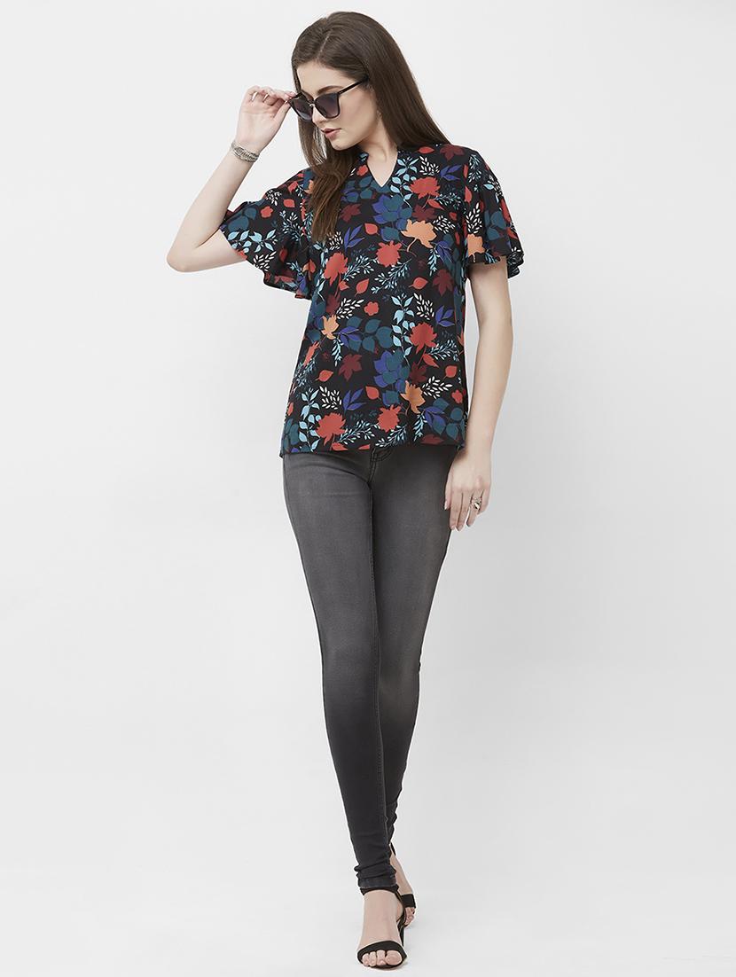 mandarin neck floral top - 16636870 - Zoom Image - 4