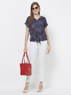 tie front hem printed top - 16636878 - Standard Image - 4