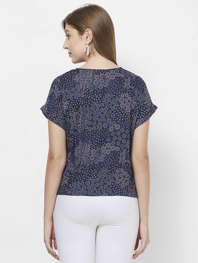 tie front hem printed top - 16636878 - Zoom Image - 3