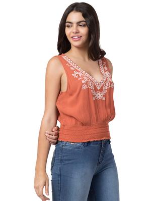 v-neck blouson crop top - 16636959 - Standard Image - 2