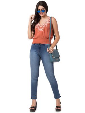 v-neck blouson crop top - 16636959 - Standard Image - 4