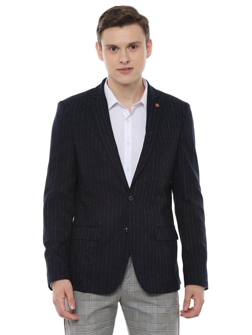 navy blue striped casual blazer - 16637043 - Zoom Image - 1