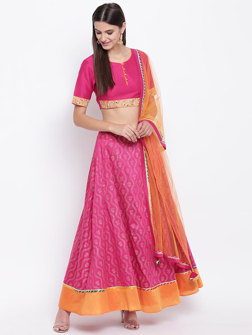 foil printed a-line lehenga choli with dupatta - 16637178 - Zoom Image - 1
