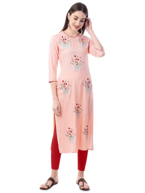 embroidered straight kurta - 16637206 - Standard Image - 1
