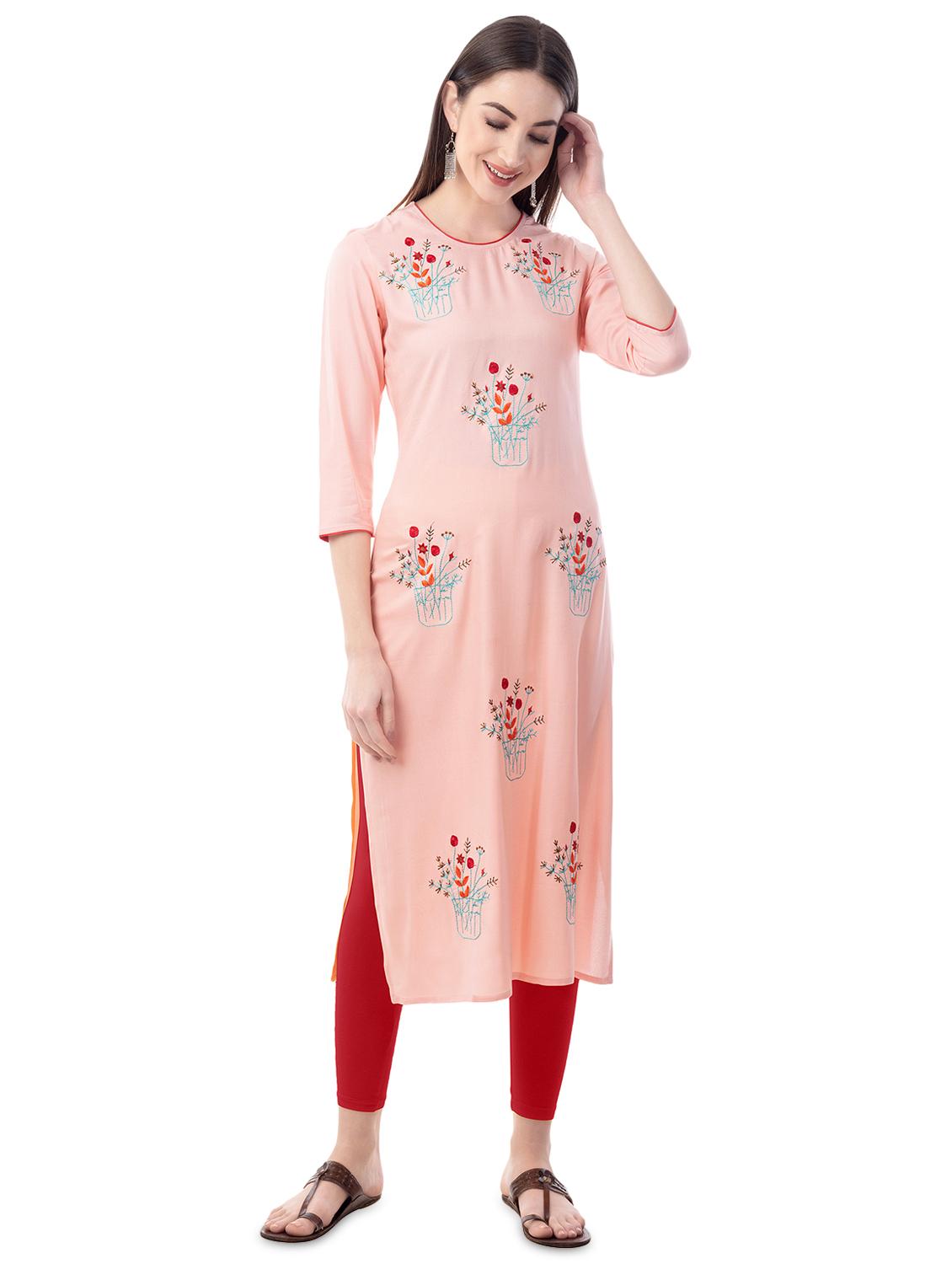 embroidered straight kurta - 16637206 - Zoom Image - 1