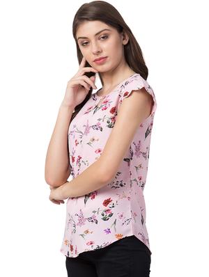 keyhole neck cap sleeved floral top - 16637221 - Standard Image - 2