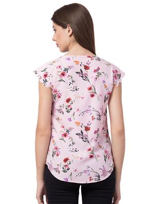 keyhole neck cap sleeved floral top - 16637221 - Standard Image - 3