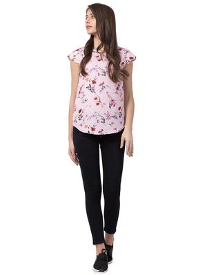 keyhole neck cap sleeved floral top - 16637221 - Standard Image - 4