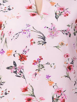 keyhole neck cap sleeved floral top - 16637221 - Standard Image - 5