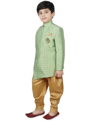 green silk kurta set - 16637242 - Standard Image - 2