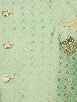 green silk kurta set - 16637242 - Standard Image - 4