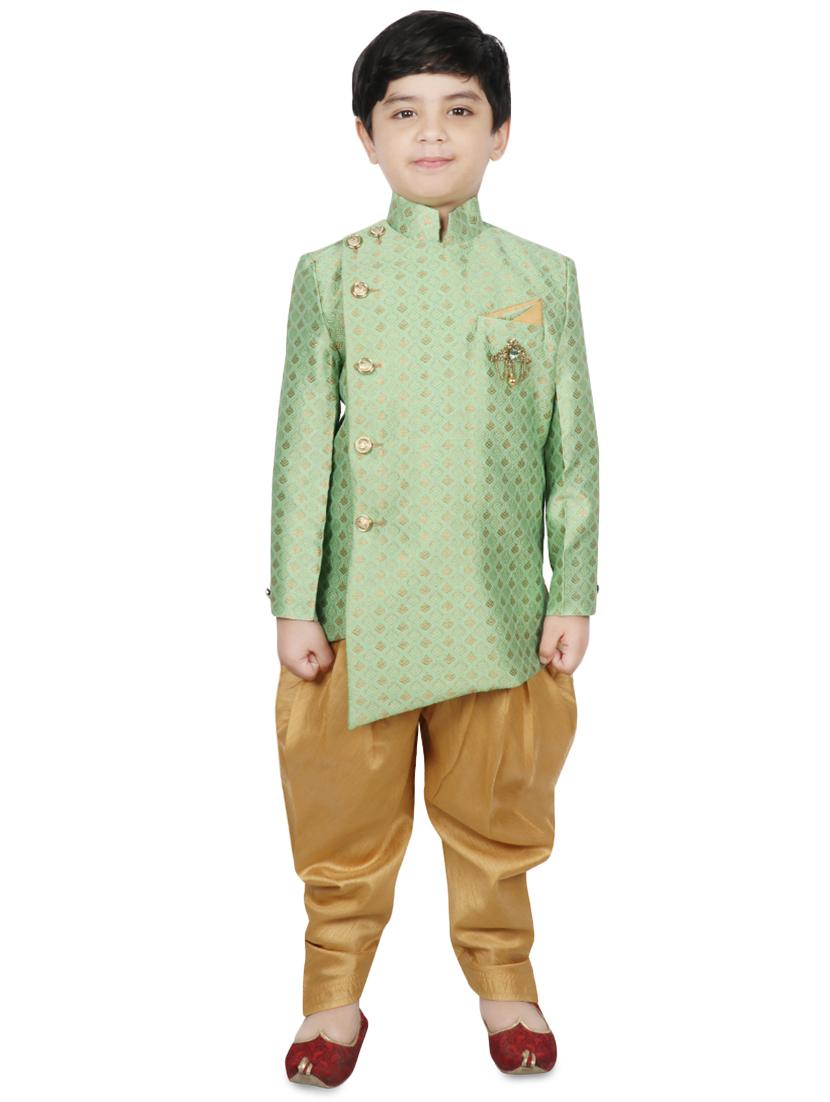green silk kurta set - 16637242 - Zoom Image - 1