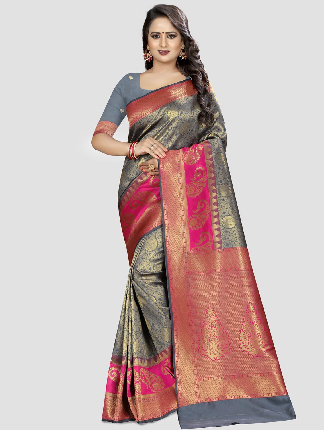 self-design kanjivaram saree with blouse - 16637245 - Zoom Image - 1