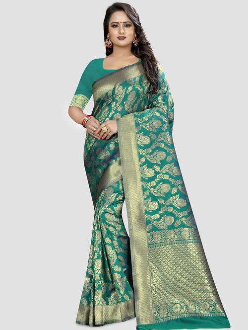 self-design kanjivaram saree with blouse - 16637261 - Standard Image - 1