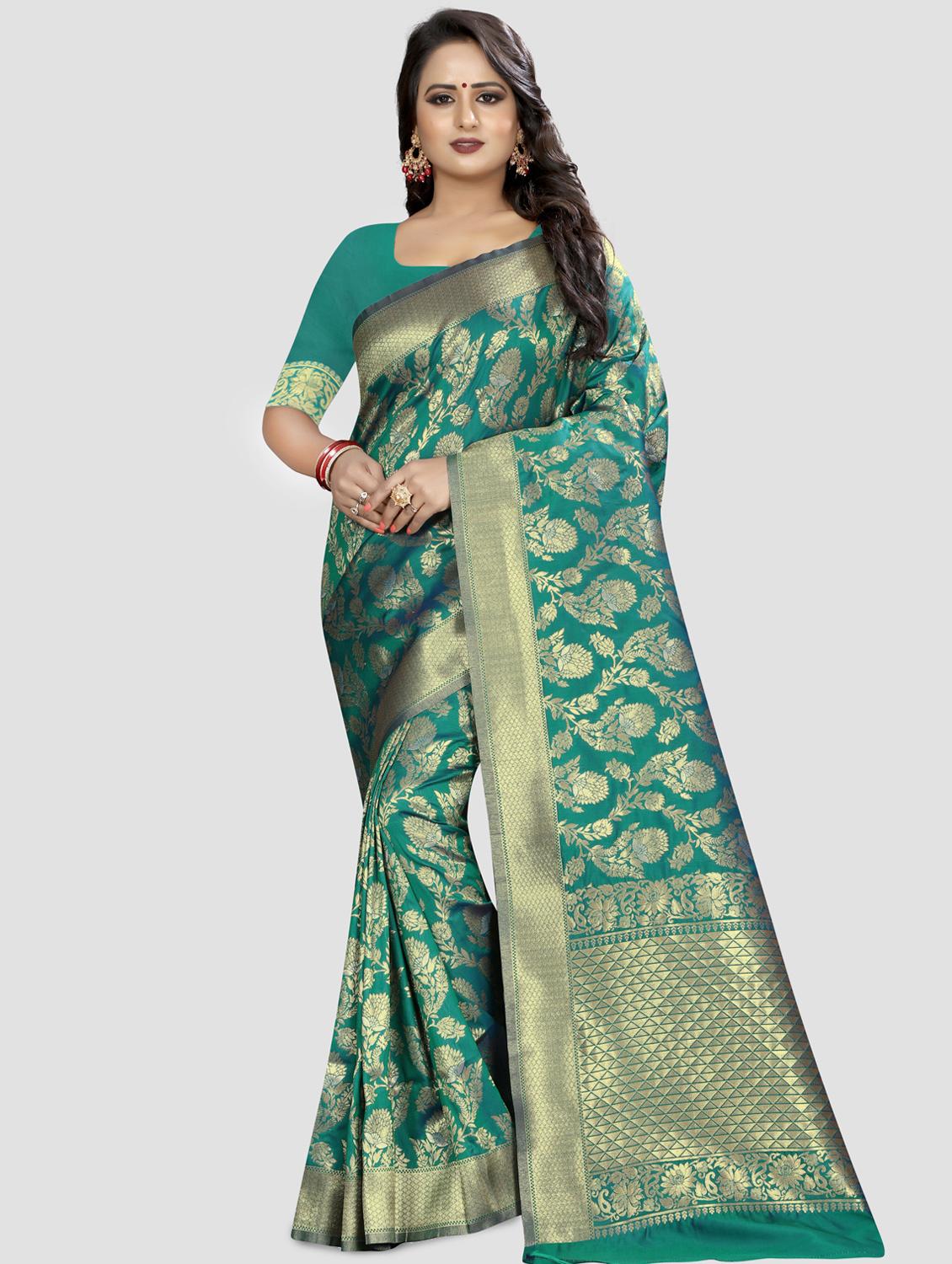 self-design kanjivaram saree with blouse - 16637261 - Zoom Image - 1