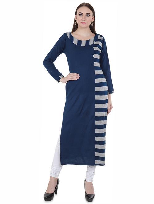 printed woolen kurta - 16637530 - Standard Image - 1